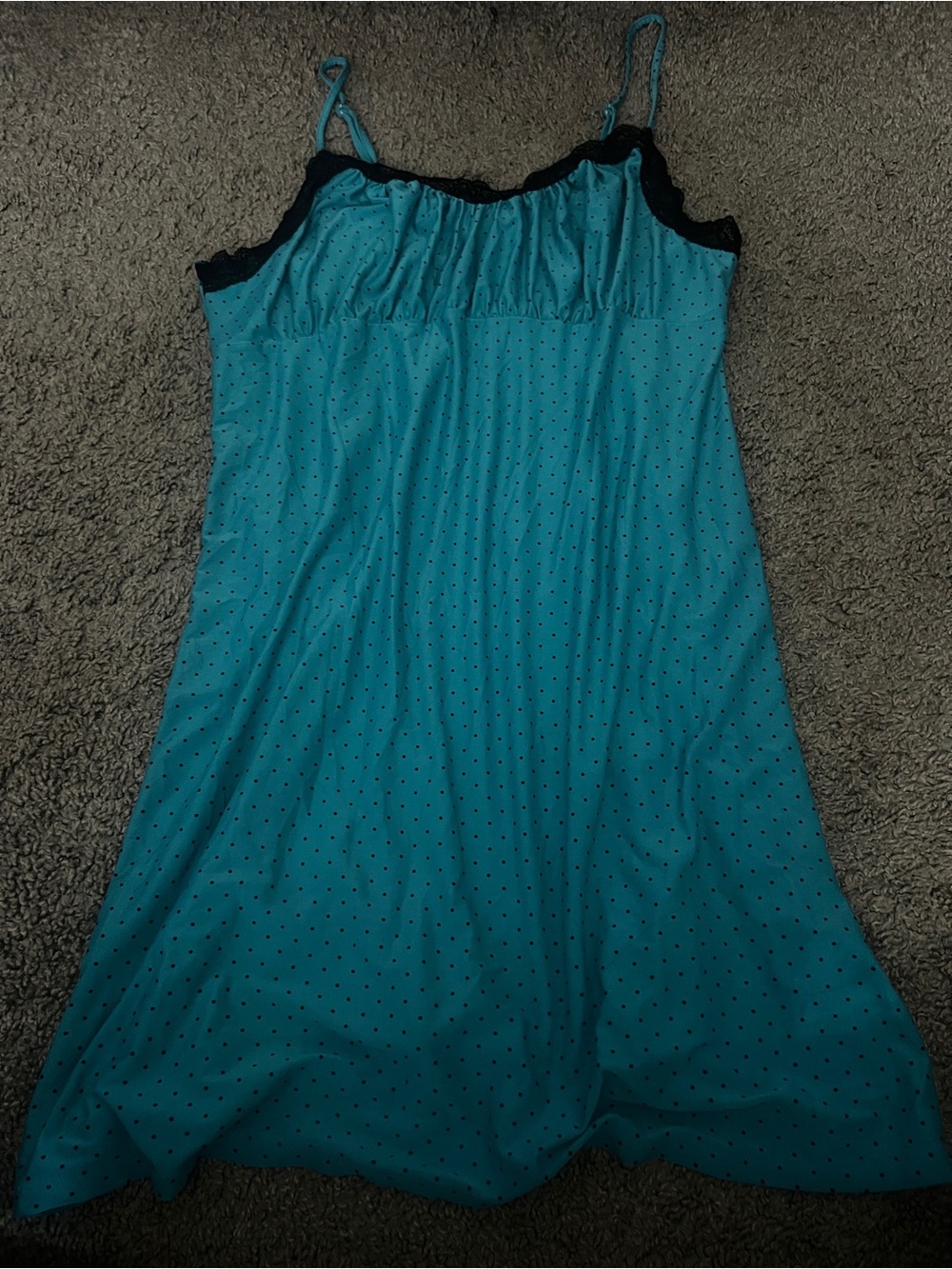 Apt. 9 Teal Slip with Black Polka Dots